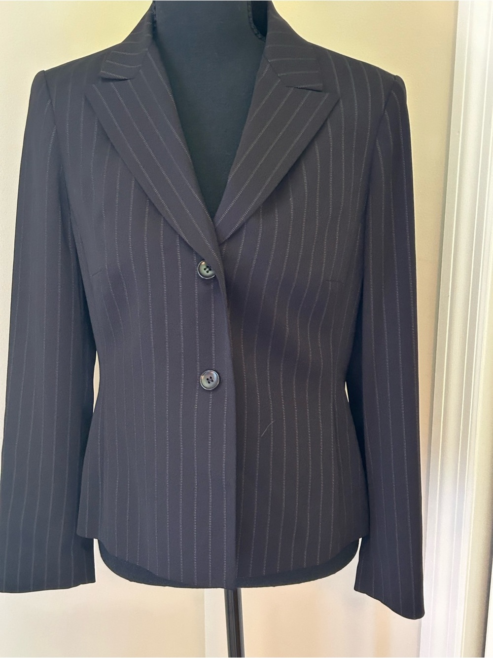 Casual Corner Black Pinstripe Blazer